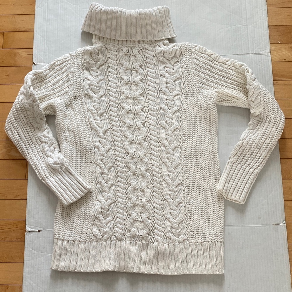 GAP longsleeved cable knit turtle neck 100% Cotton Ivory/cream Sweater Sze Small